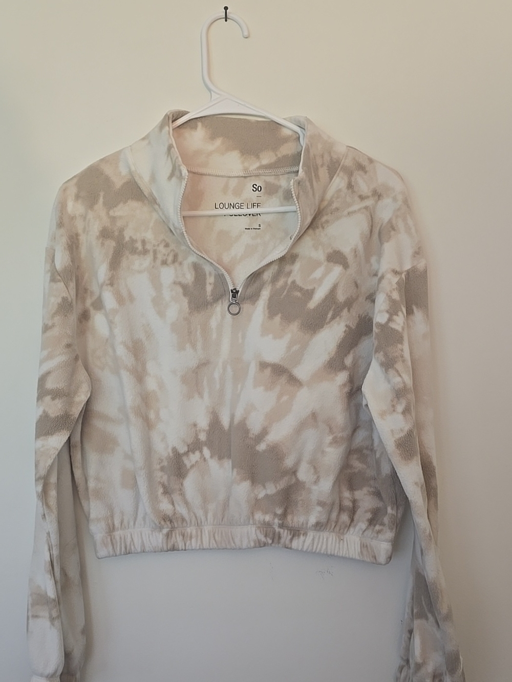 Women's Taupe Tie-Dye Half-Zip Pullover Sweater